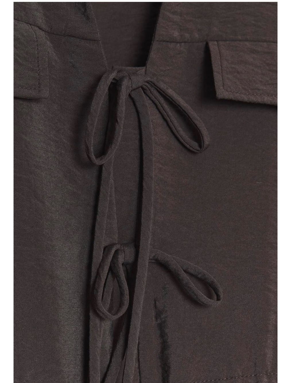 Zara Dark Brown Tie-Front Blouse